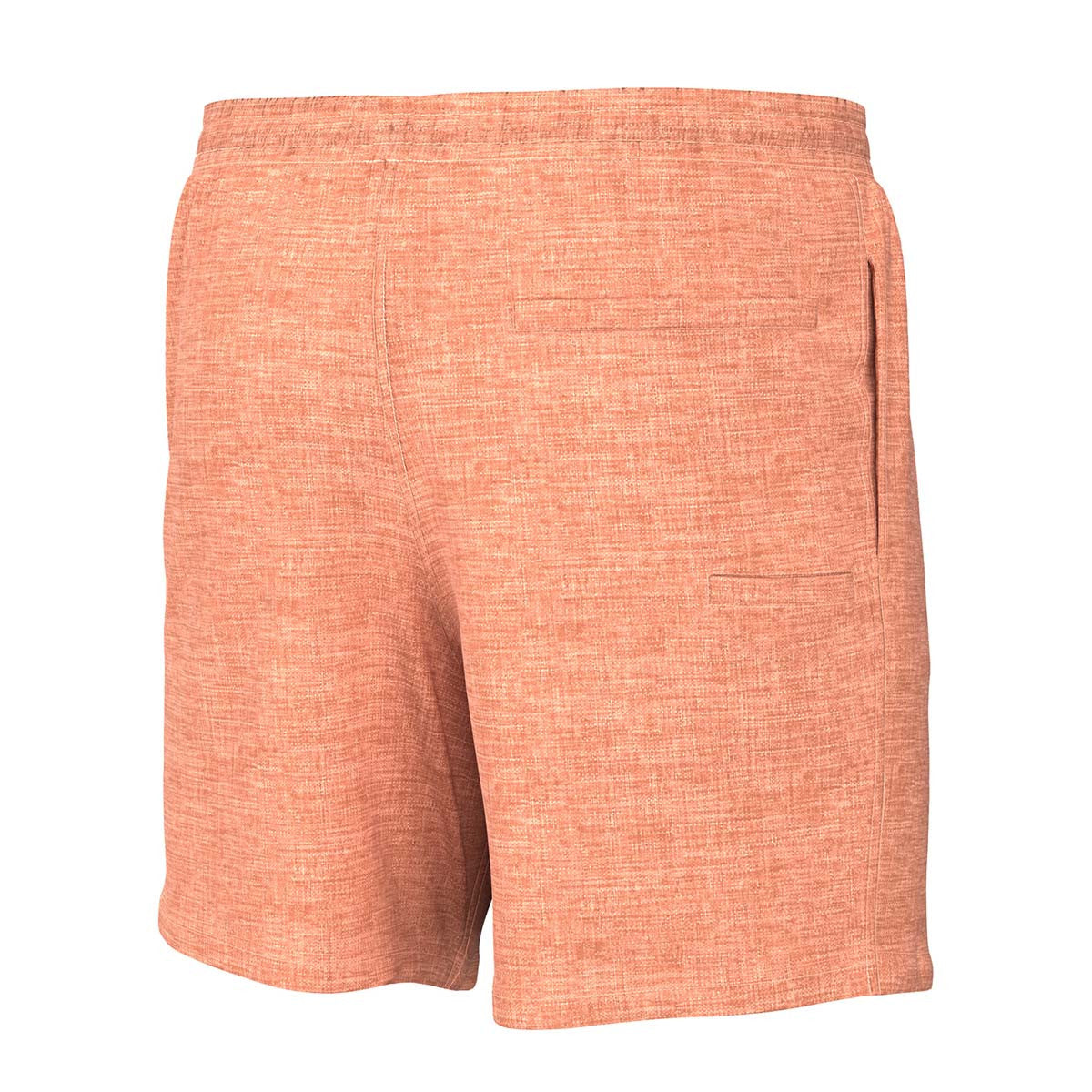 Huk 5.5" Volley Rise Heather Shorts Back Image in Peach Nectar