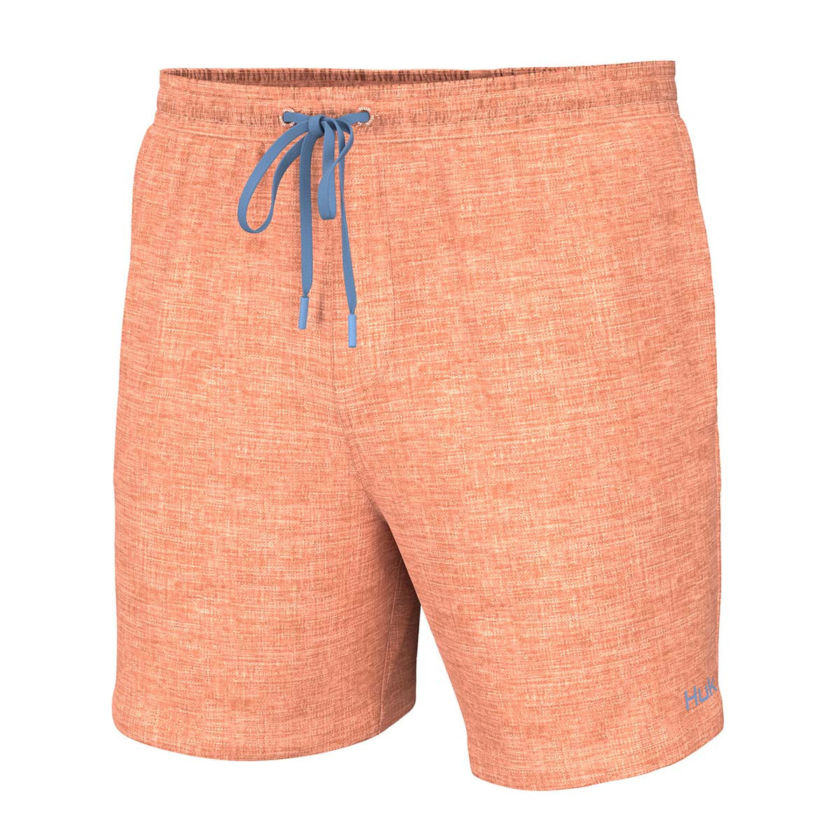 Huk 5.5" Volley Rise Heather Shorts Front Image in Peach Nectar