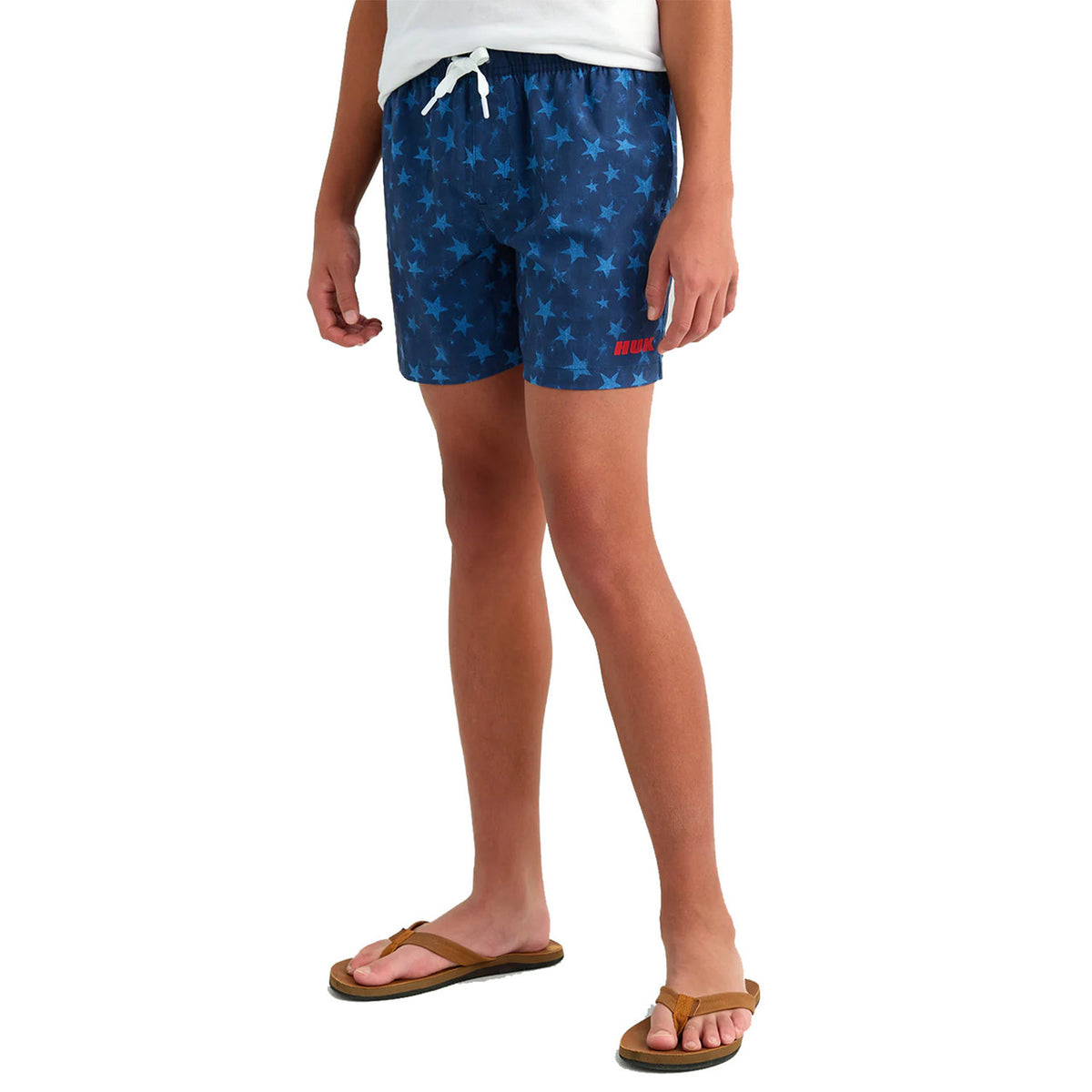 Image of the Huk Youth Pursuit USA Printed Volley Short in Navy