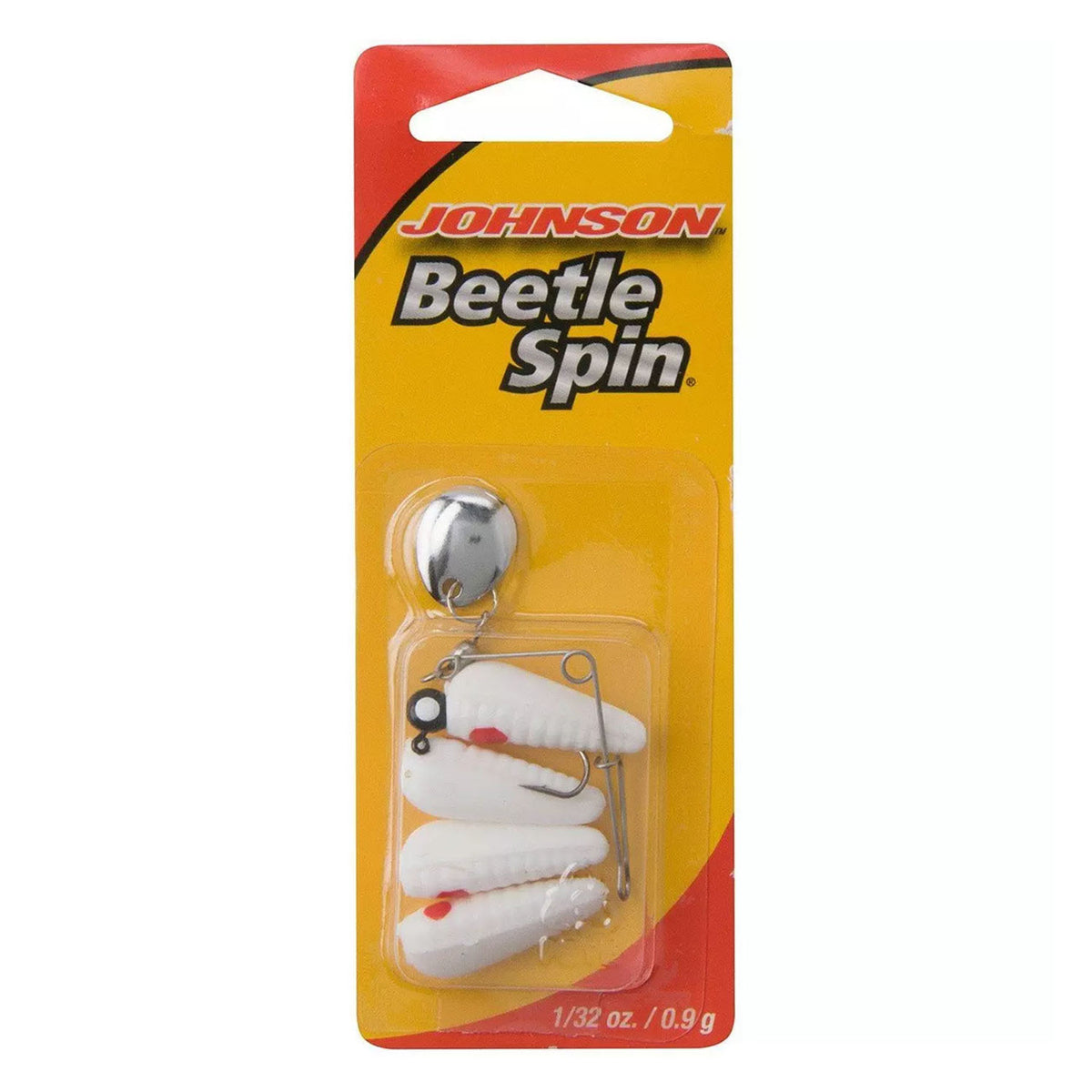 Johnson Beetle Spin Nickel Blade Image in White Red Dot