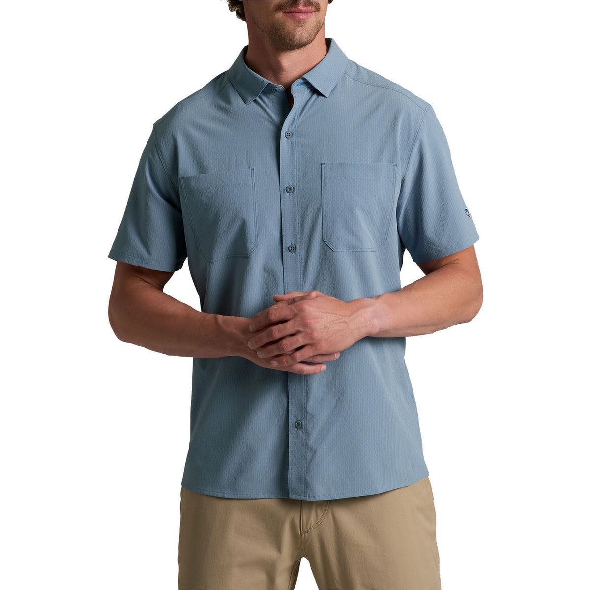 Image of the Kuhl Edge Short Sleeve Button-Down Shirt in Mineral Blue