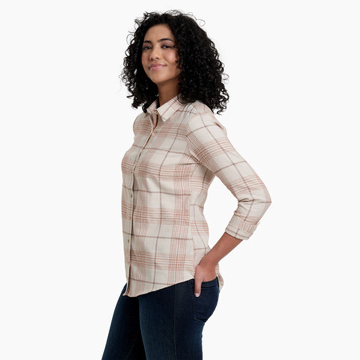 Kuhl Women's Kamila Flannel Shirt, Mocha Side Variation