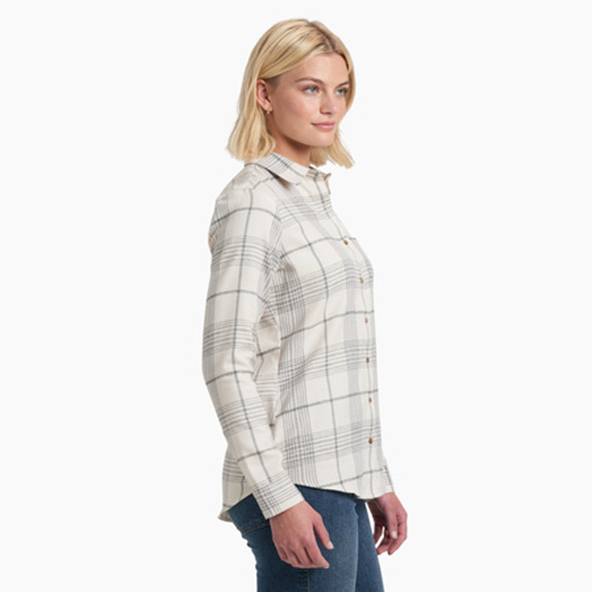 Kuhl Women's Kamila Flannel Shirt, Natural Side Variation