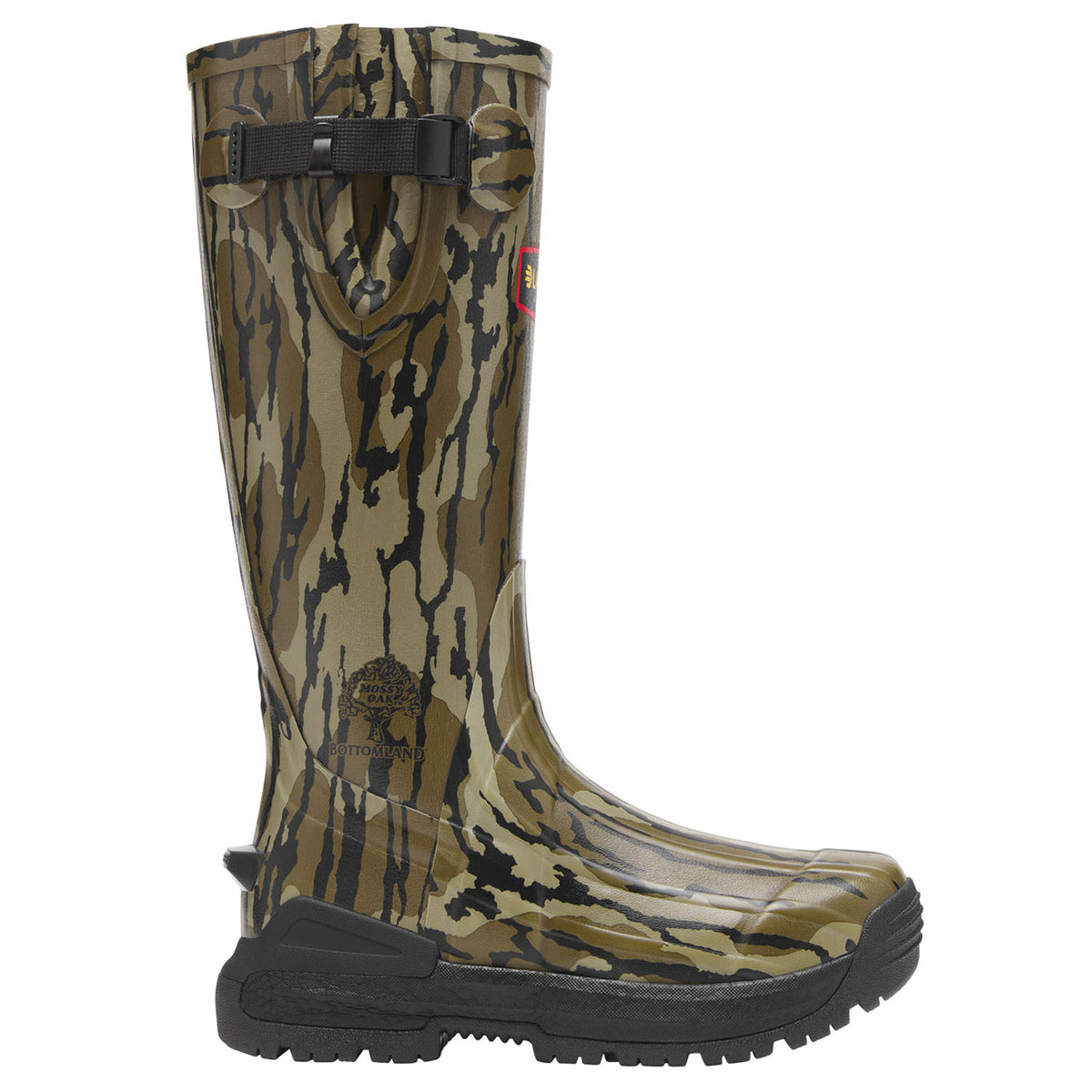 Right Side Image of the Lacrosse Women's Burly Aero 15" Rubber Boots in Mossy Oak Original Bottomland.