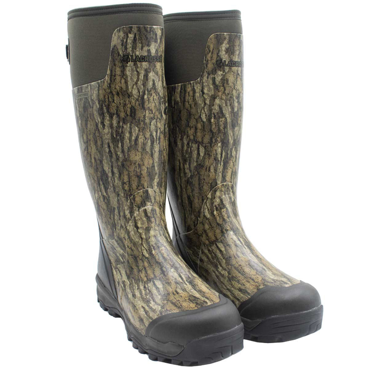 LaCrosse Alphaburly Pro Mossy Oak Bottomland Men's Pull On Boots Front Angled Image