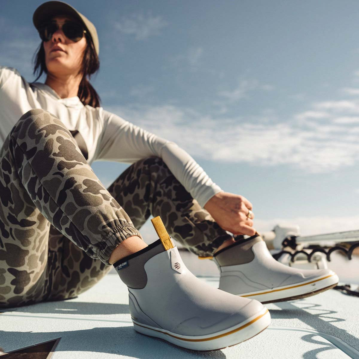 LaCrosse Women's 6" Alpha Deck Boot, Wild Dove Lifestyle Image