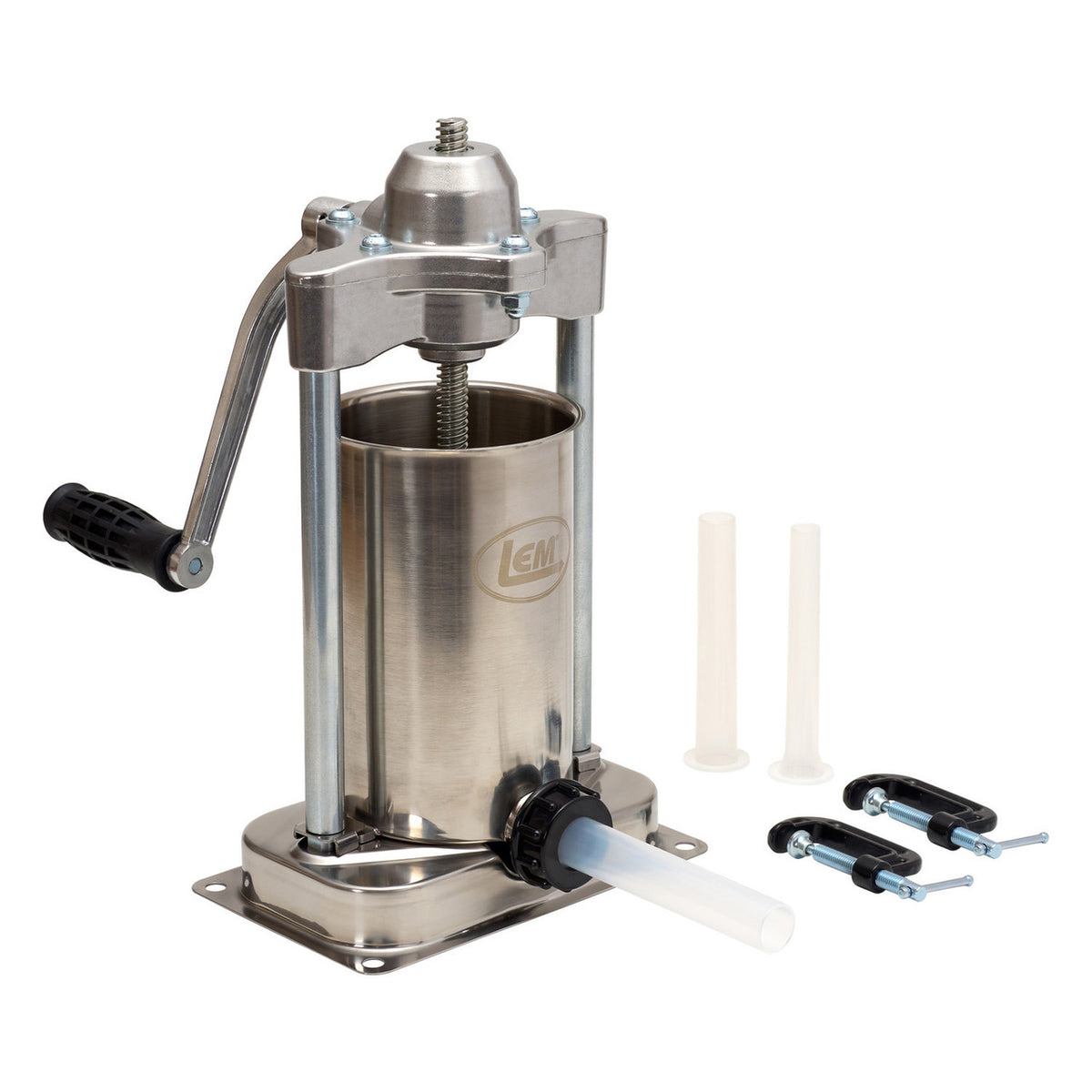 Image of the LEM Mighty Bite 5lb Vertical Stainless Steel Stuffer with Gear Box.