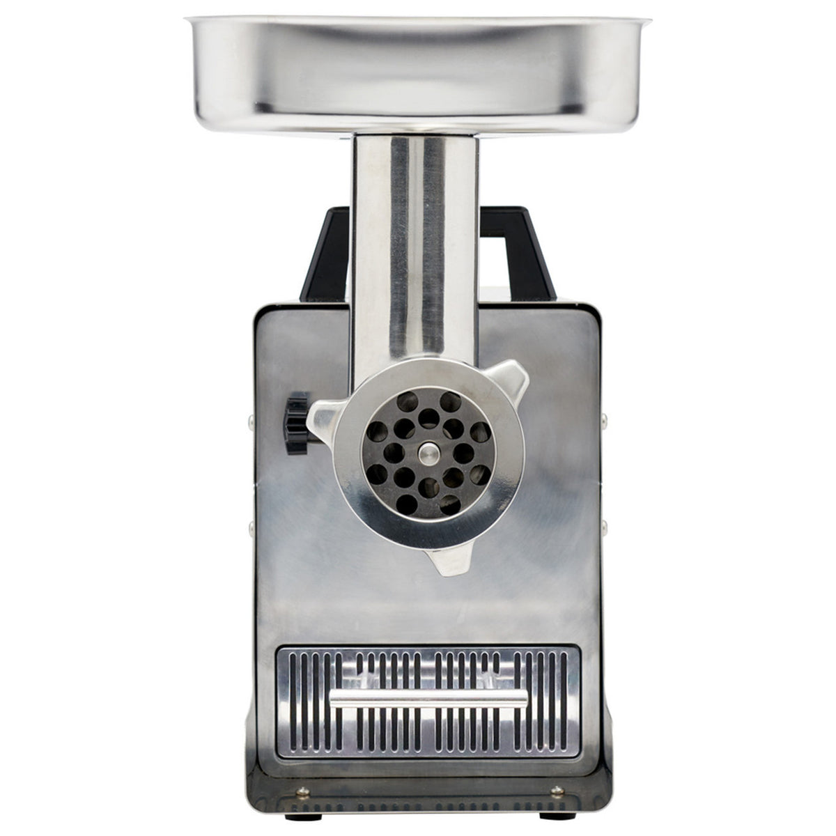 Front image of the LEM Big Bite LEM #8 .5HP Stainless Steel Electric Grinder.