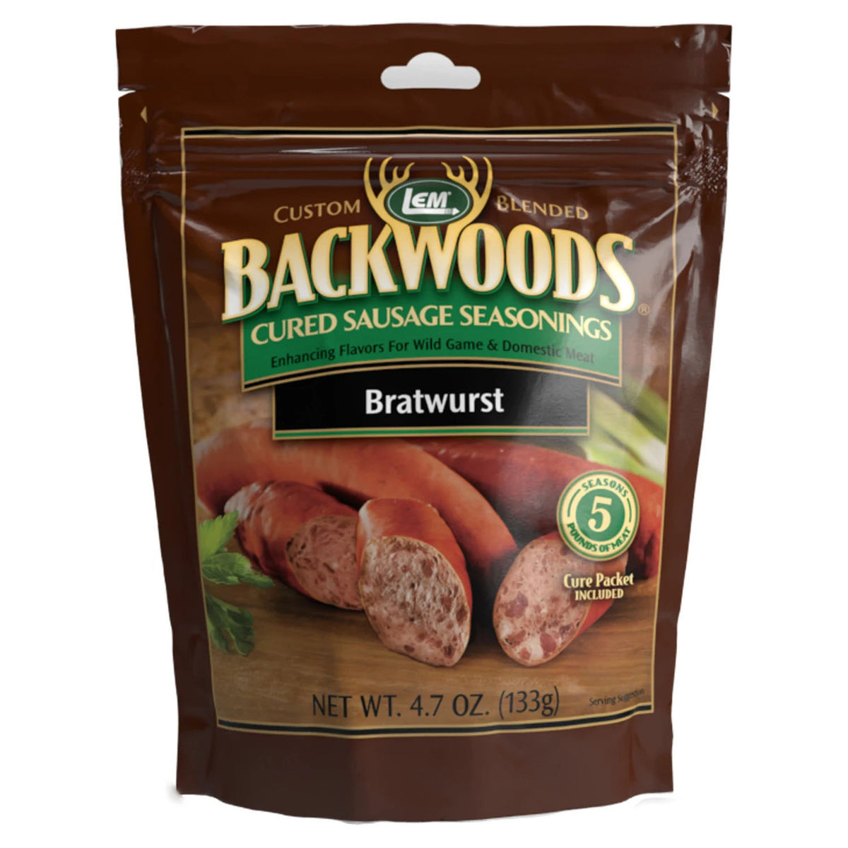 Image of the LEM Backwoods Bratwurst Cured Seasoning for 5 Lbs.