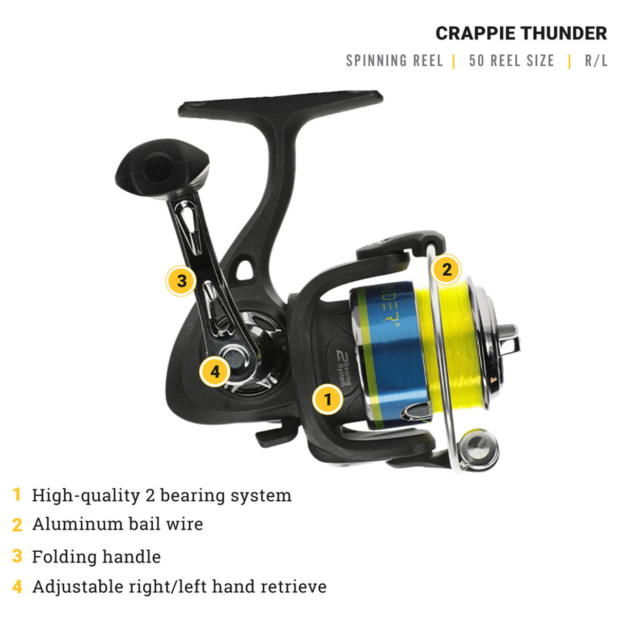 Lews Crappie Thunder Spinning Reels Details Image