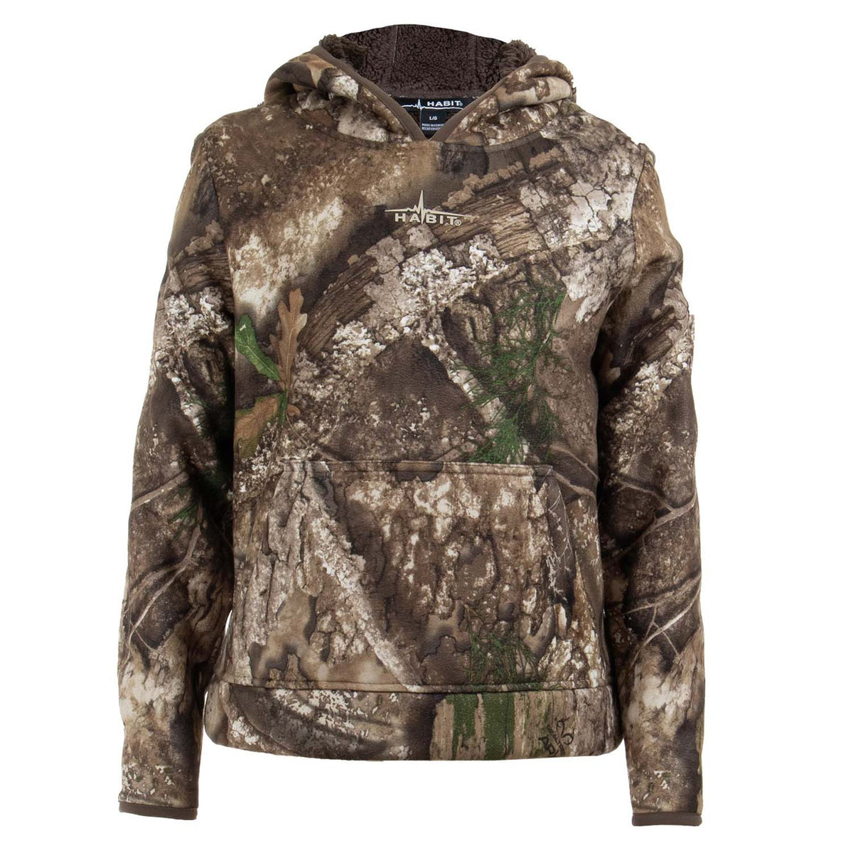 Image of the Habit Youth Bowstring Sherpa Hoodie in Realtree APX