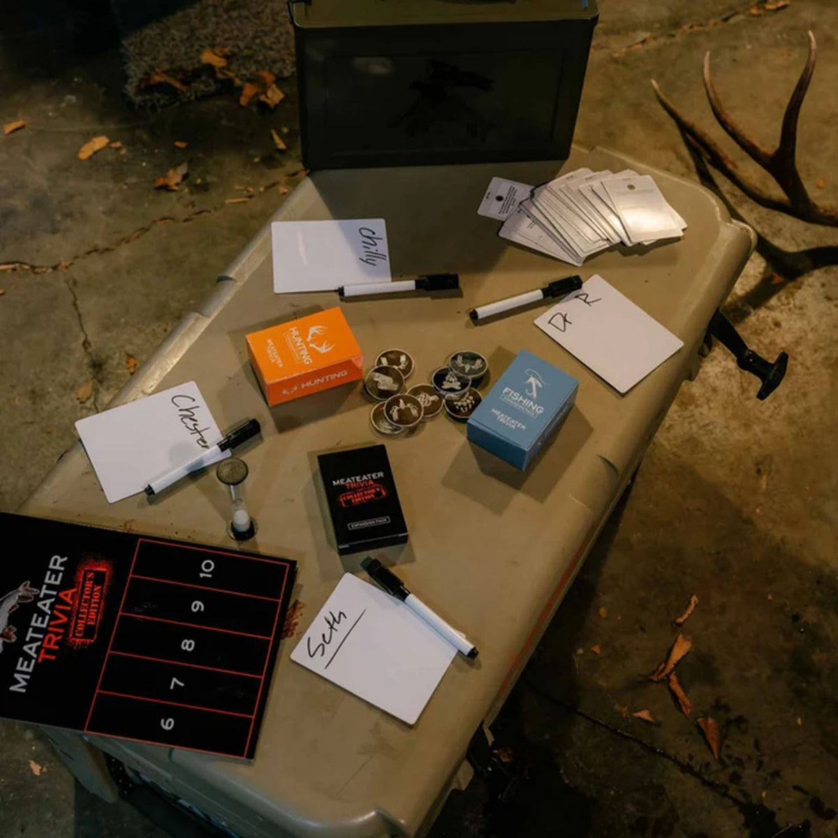 In use image of the MeatEater Trivia Collector's Edition.