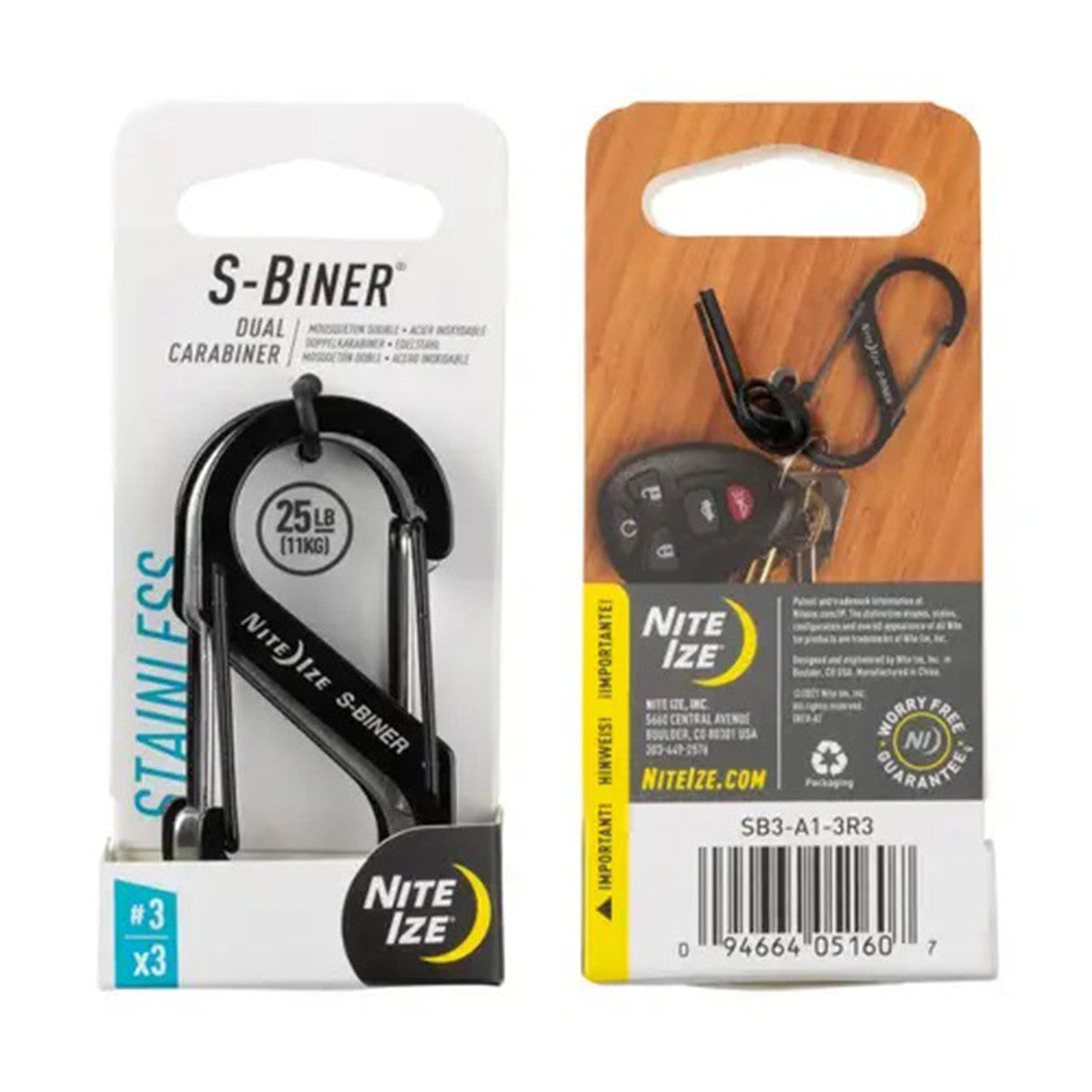 S-Biner Stainless Steel Dual Carabiner 3 Pack