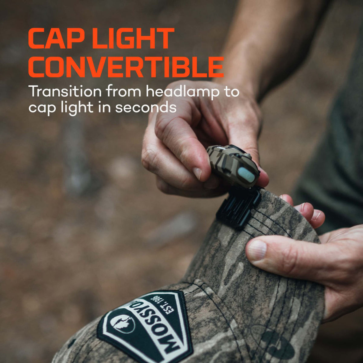Cap Light Convertible Image of the Nebo Lighting Mycro 450 Headlamp.
