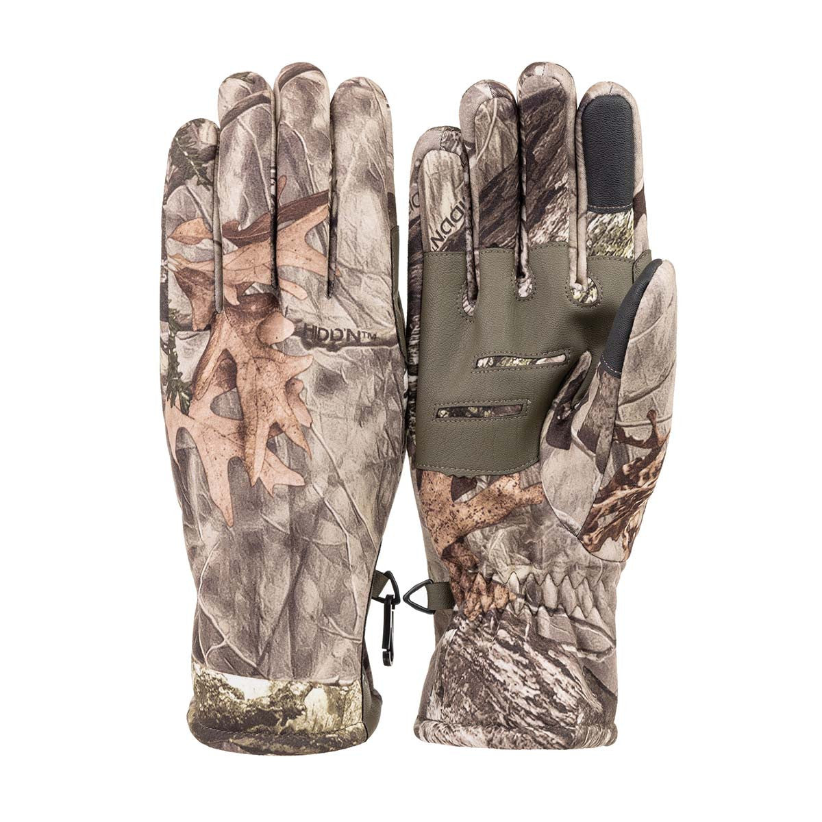 Huntworth Heat Boost Windproof Softshell Hunting Gloves in Hidd'n Camo