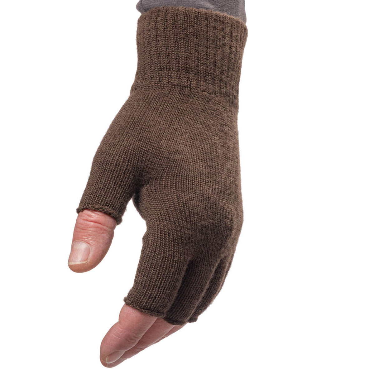 Side image of the Huntworth Merino Wool Midweight Heat Boost Fingerless Gloves.