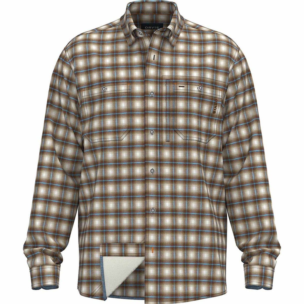 Orvis Flat Creek Tech Flannel Shirt image in Haze-Blue Plaid