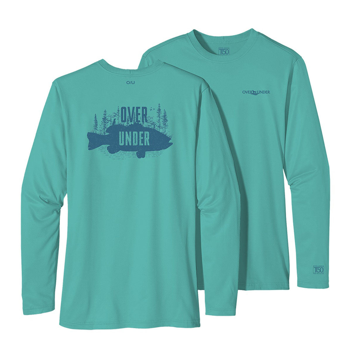 Over Under Tidal Tech Tonal Bass Long-Sleeve T-Shirt Image in Lagoon