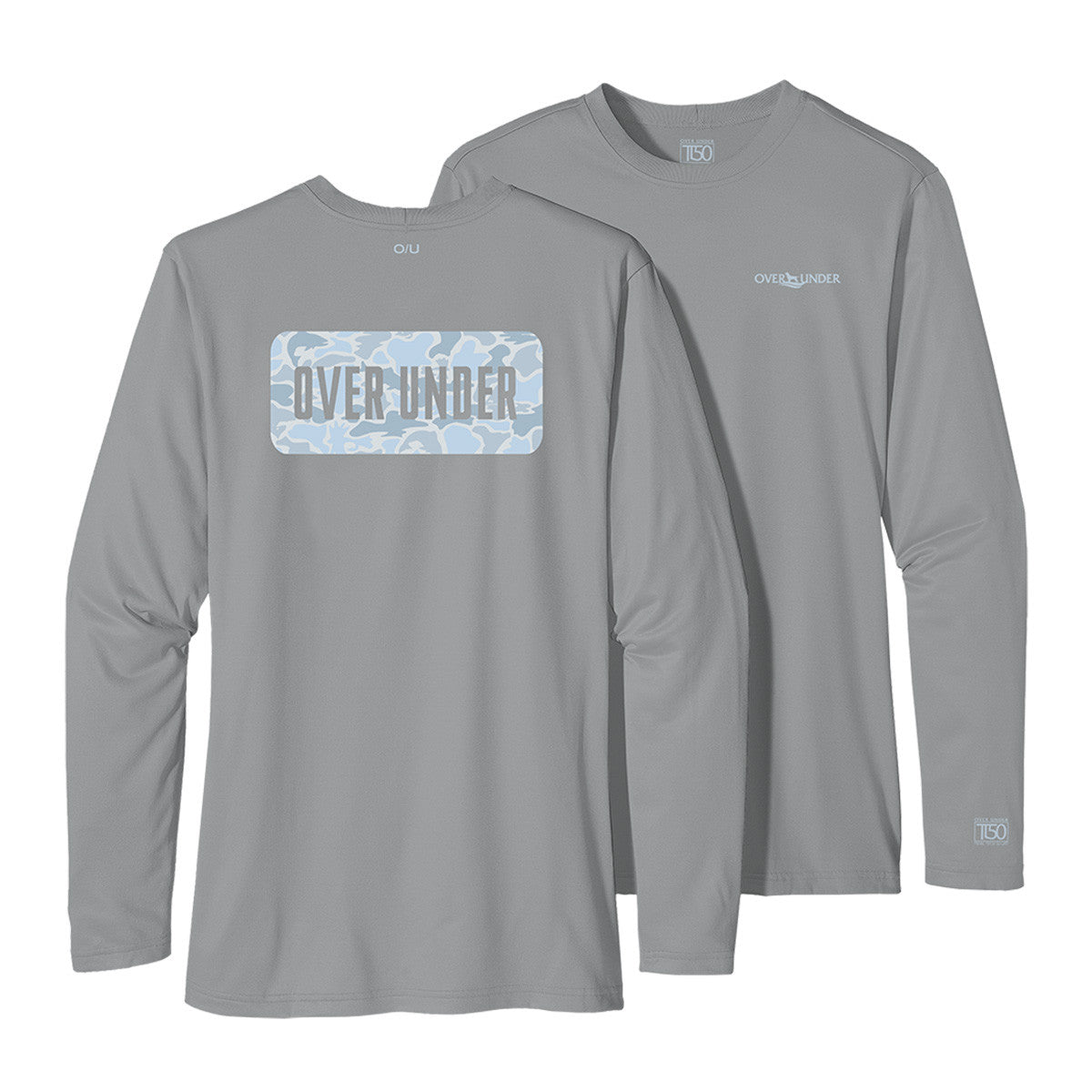 Over Under Tidal Tech Water-Camo Badge Long-Sleeve T-Shirt Image in Bonefish