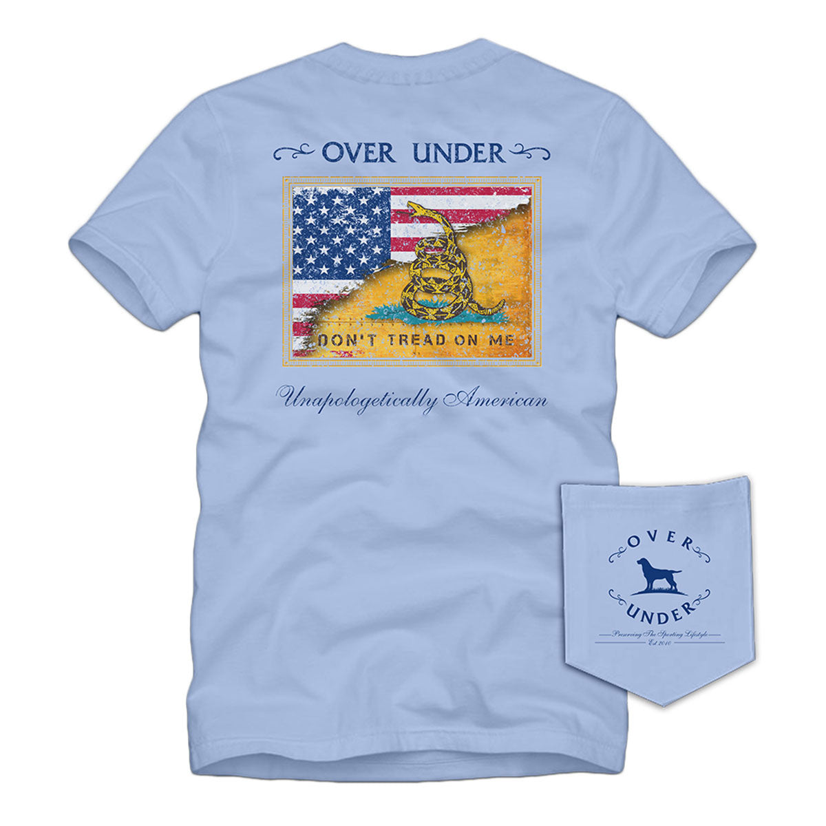 Over Under Gadsden Flag Short-Sleeve T-Shirt Image in Sky Blue