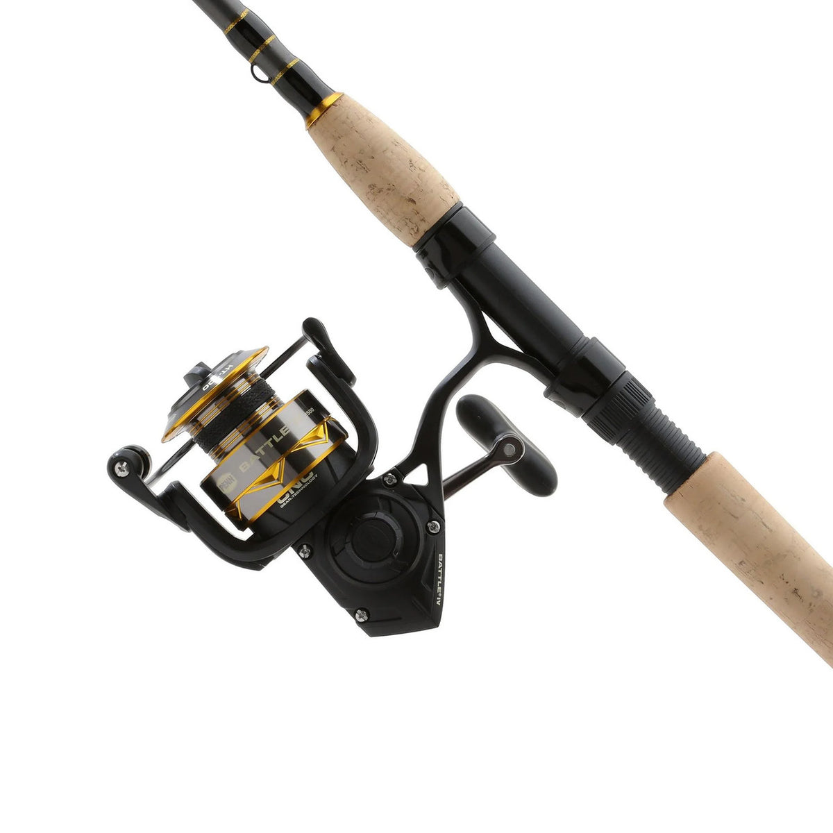 Penn Battle IV Spinning Rod and Reel Combo Left Side Image.