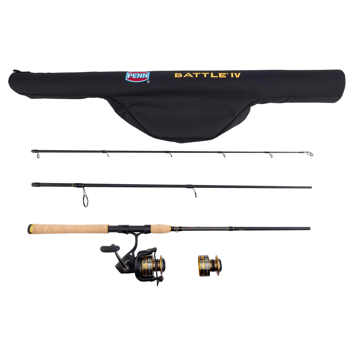 Penn Battle IV 3-Piece Travel Spinning Rod and Reel Combo Complete Kit Image
