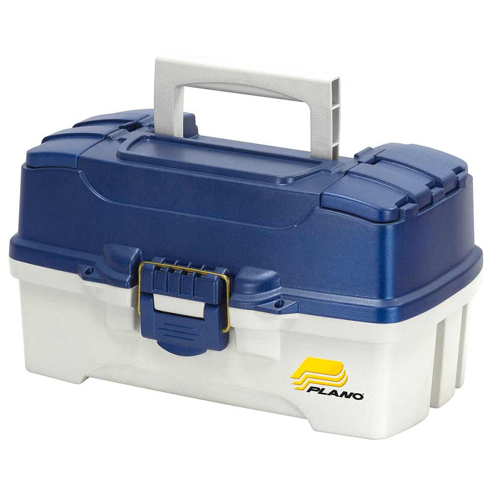Image of the Plano Two-Tray Tackle Box in Blue Metallic/Off-White.