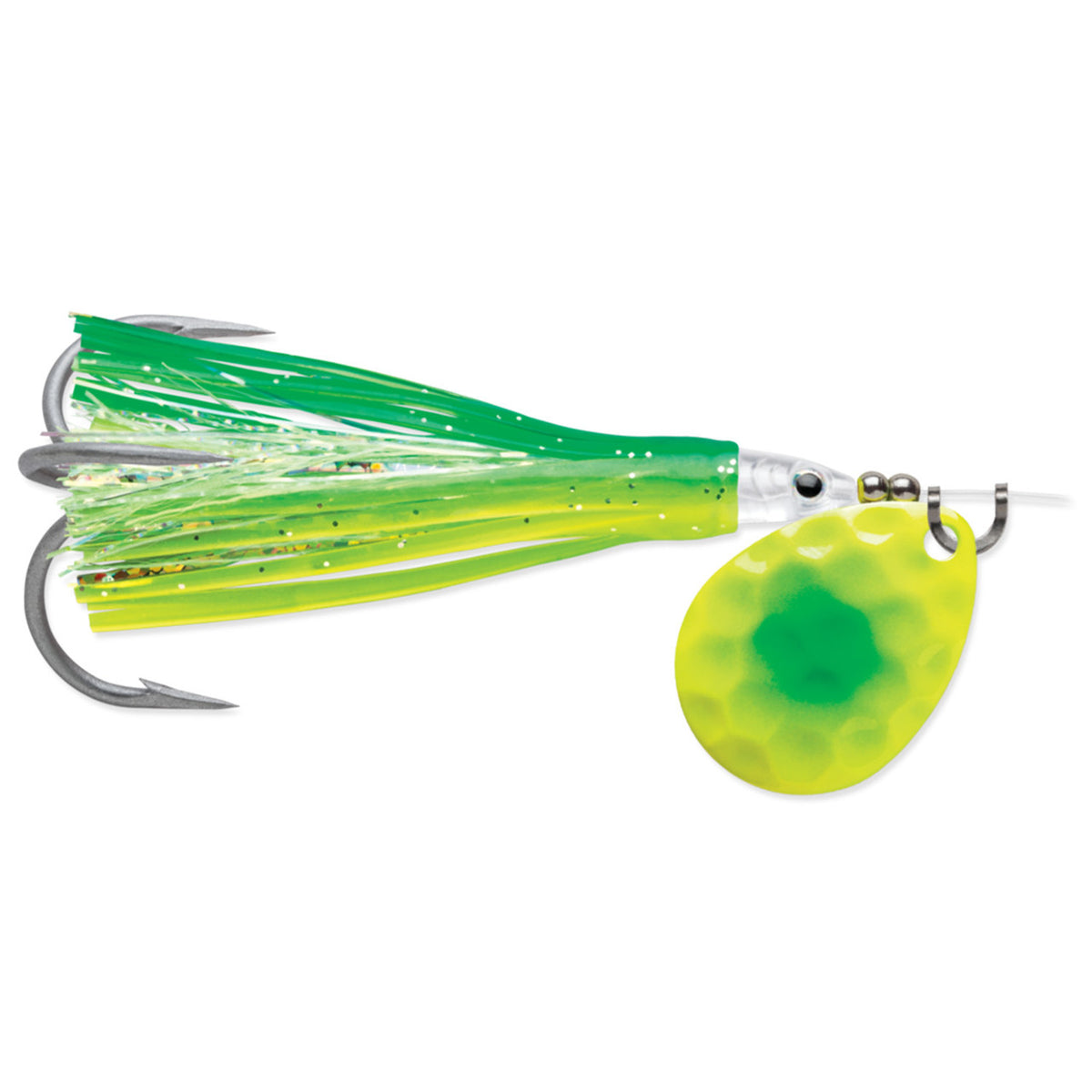 Rapala Jensen Spin 3.5 Flash - Flash Brass Chartreuse Green Dot