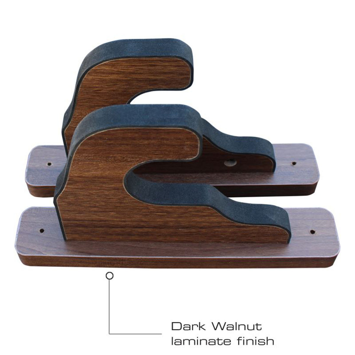 Rush Creek Dark Walnut 2-Piece Padded Gun Display Wall Hooks side image