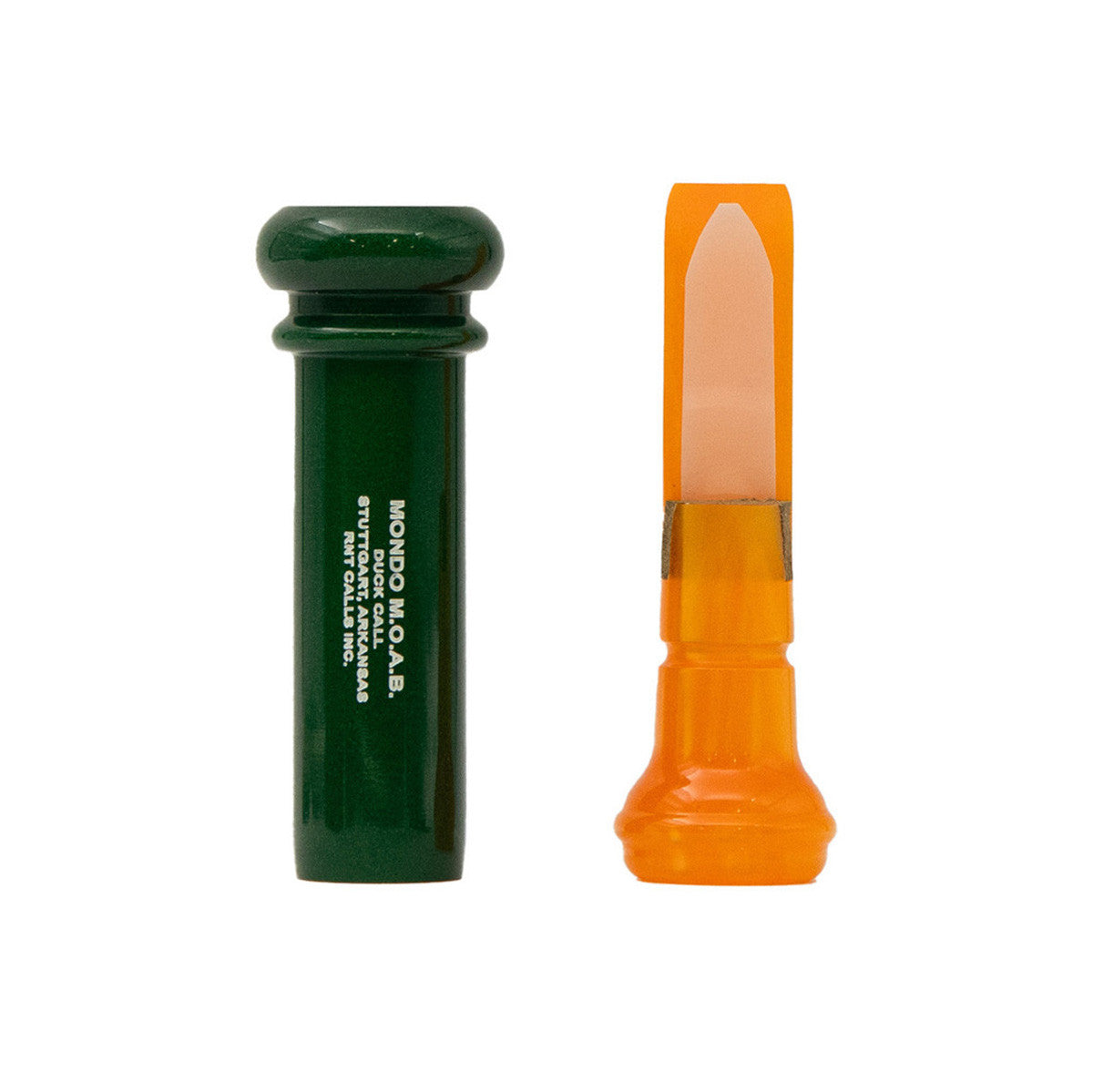 separate parts image of Rogers MOAB Pearl Green/Burn Down Duck Call.