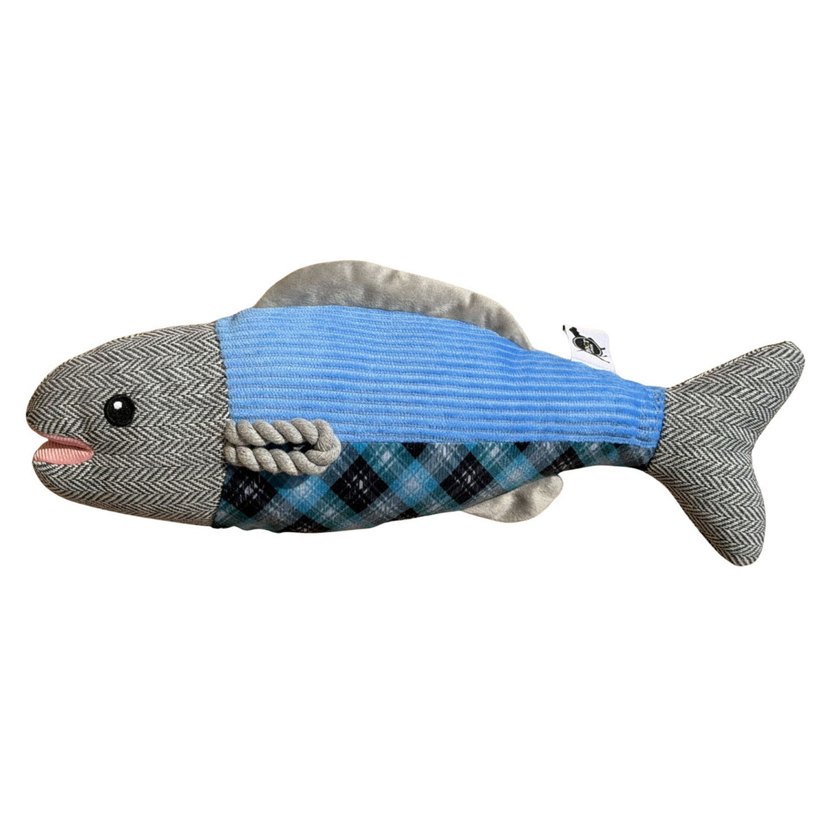 Image of the ROCT Plaid Fish Dog Toy.