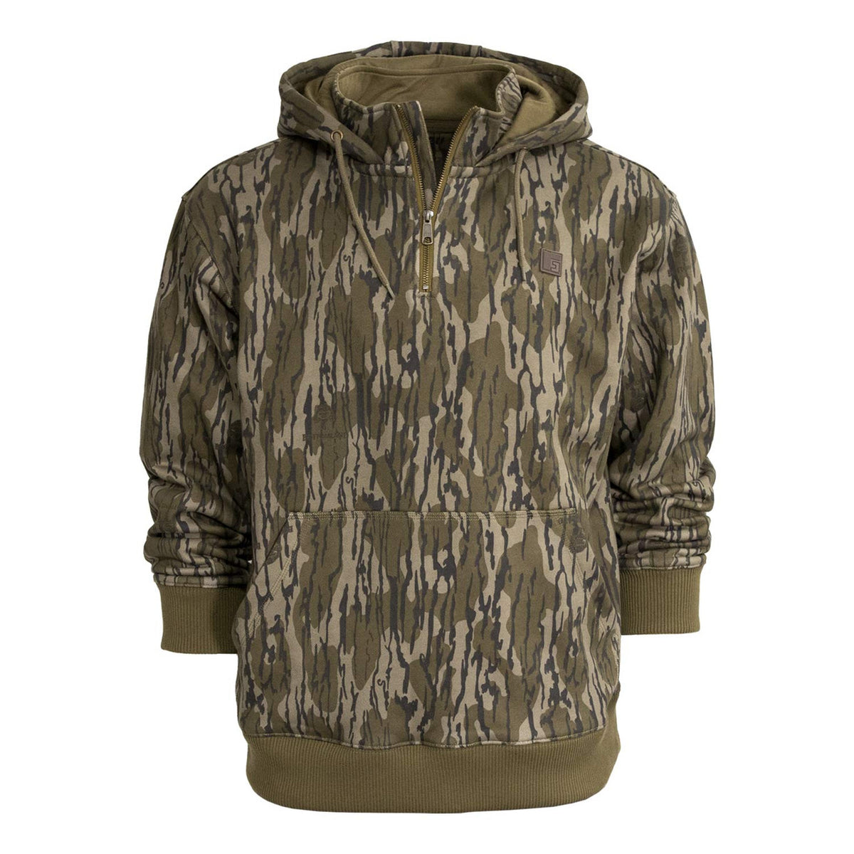 image of Rogers Sporting Goods Camo Brute Zip Hoodie Product in Mossy Oak Bottomland.