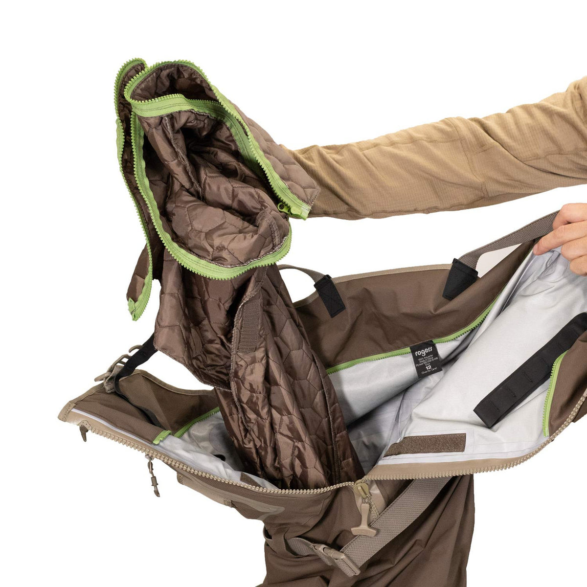 Opened up inside image of Men's NXT ZIP 2N1 Insulated Breathable Wader.