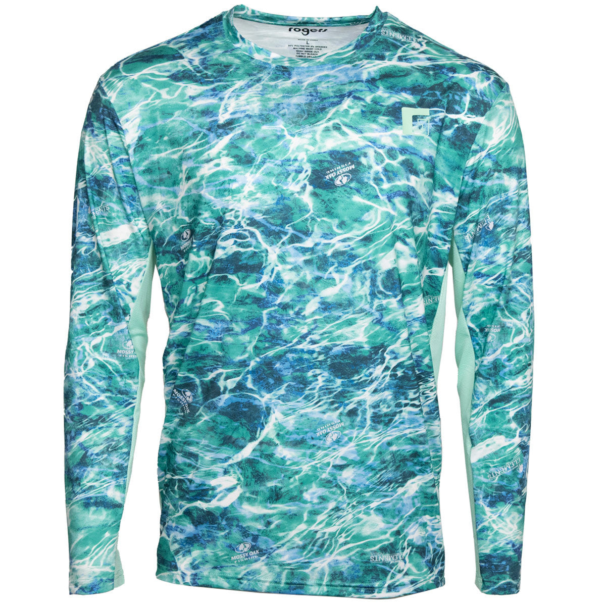 Rogers Elite Chill Long Sleeve Tee Product Image Mossy Oak Elements Agua Sea Foam