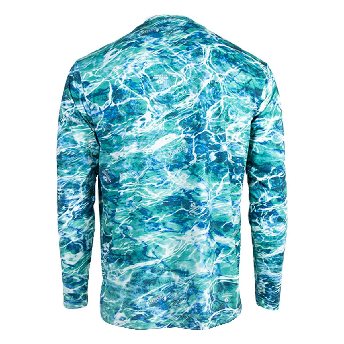 back image of Rogers Elite Chill Long Sleeve Tee with Bug Protection in Mossy Oak Elements Agua Sea Foam.