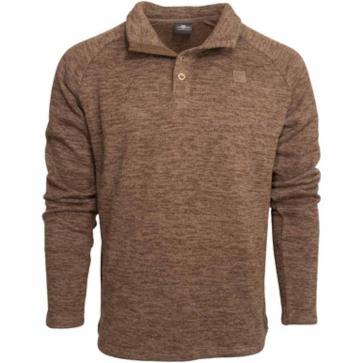 Rogers Classic 4 Button Henley Fleece Sweater Image in Tan.