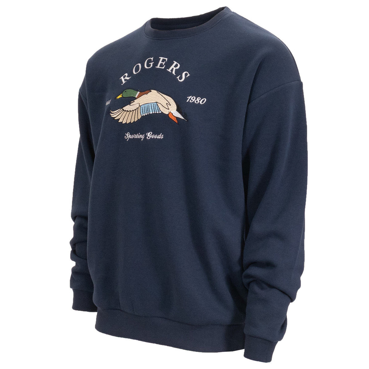 Angled image of the Rogers Sporting Goods Vintage Mallard Flight Crewneck Sweatshirt.