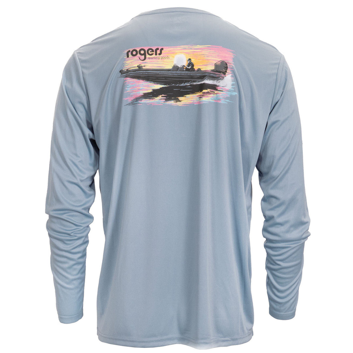 Image of Rogers Sunset Boat Ride Management Long Sleeve Tee in Dusty Blue