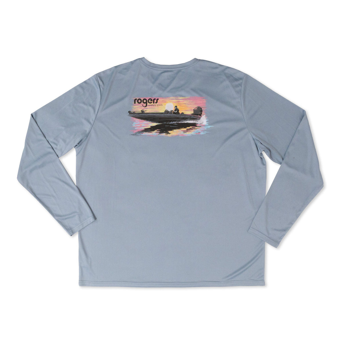 Back Image of Rogers Sunset Boat Ride Management Long Sleeve Tee.