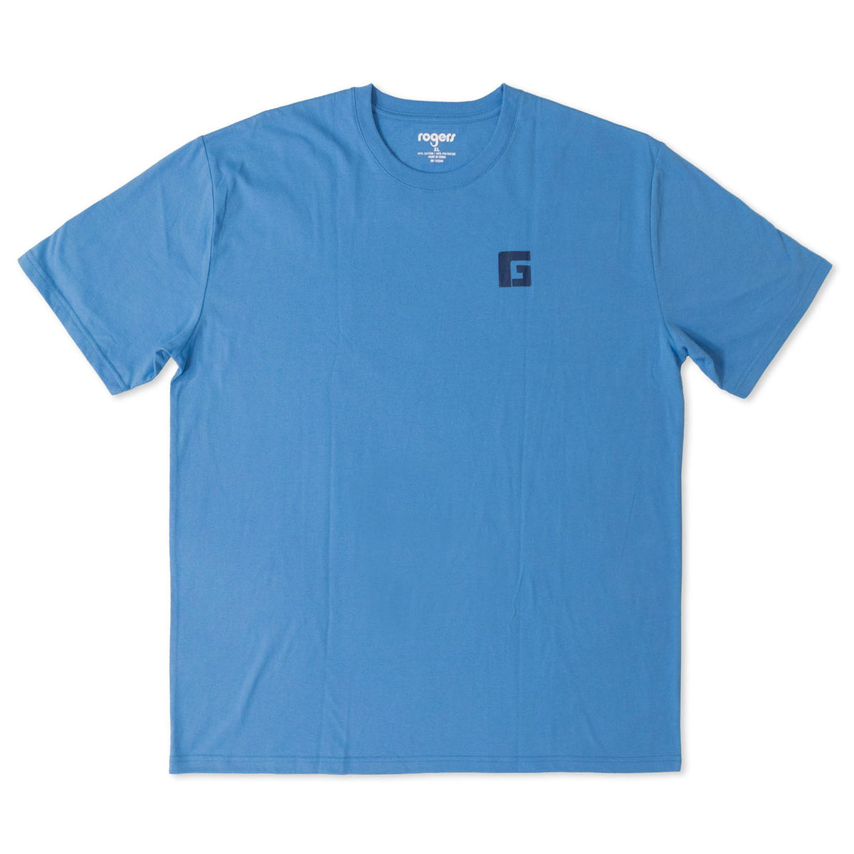 Front image of the Rogers Sporting Goods Blue Bass T-Shirt.