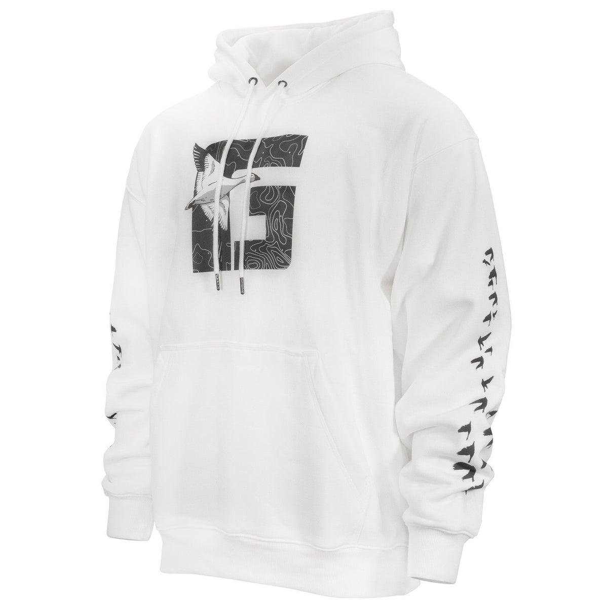 Tilted image of the Rogers Snow Goose RG Hoodie.