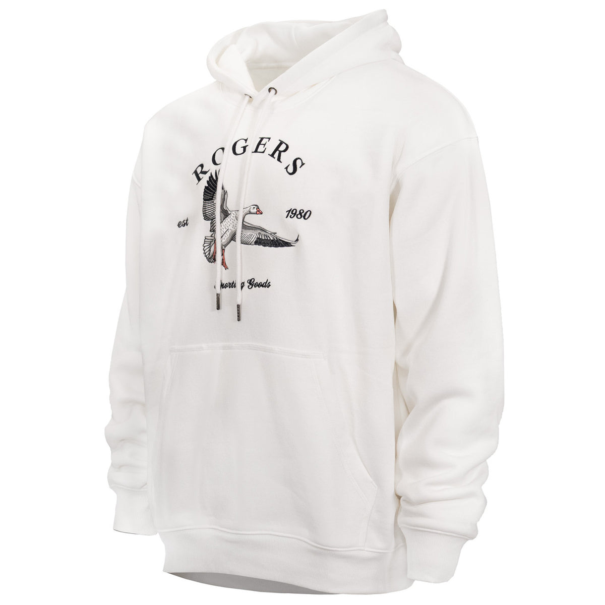 Tilted image of the Rogers Vintage Snow Goose Hoodie.