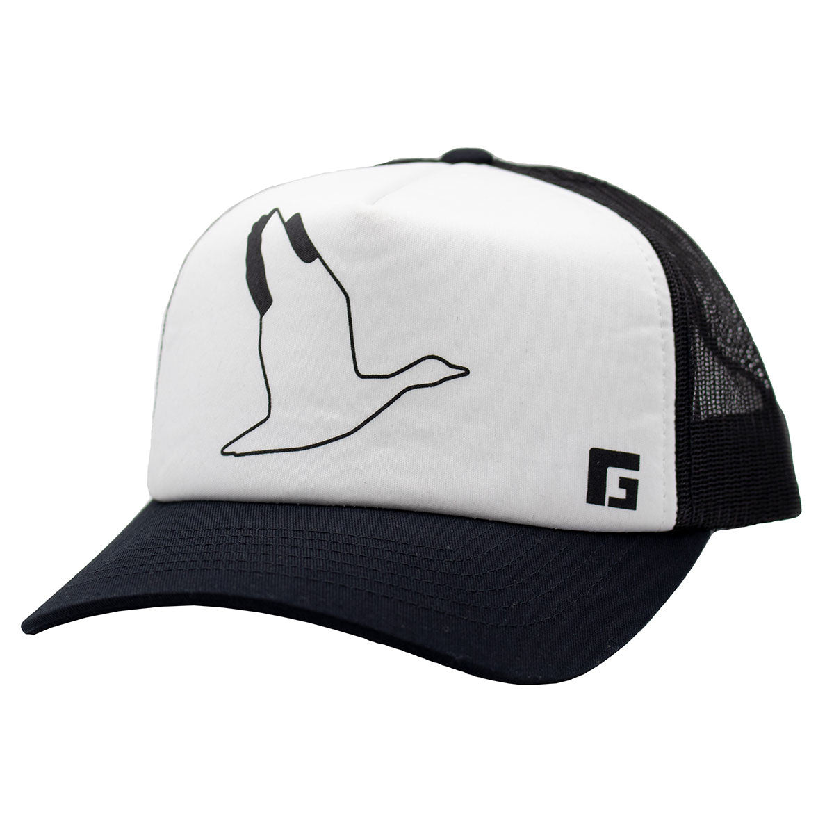 Rogers Single Snow 5 Panel Foam Trucker Hat White