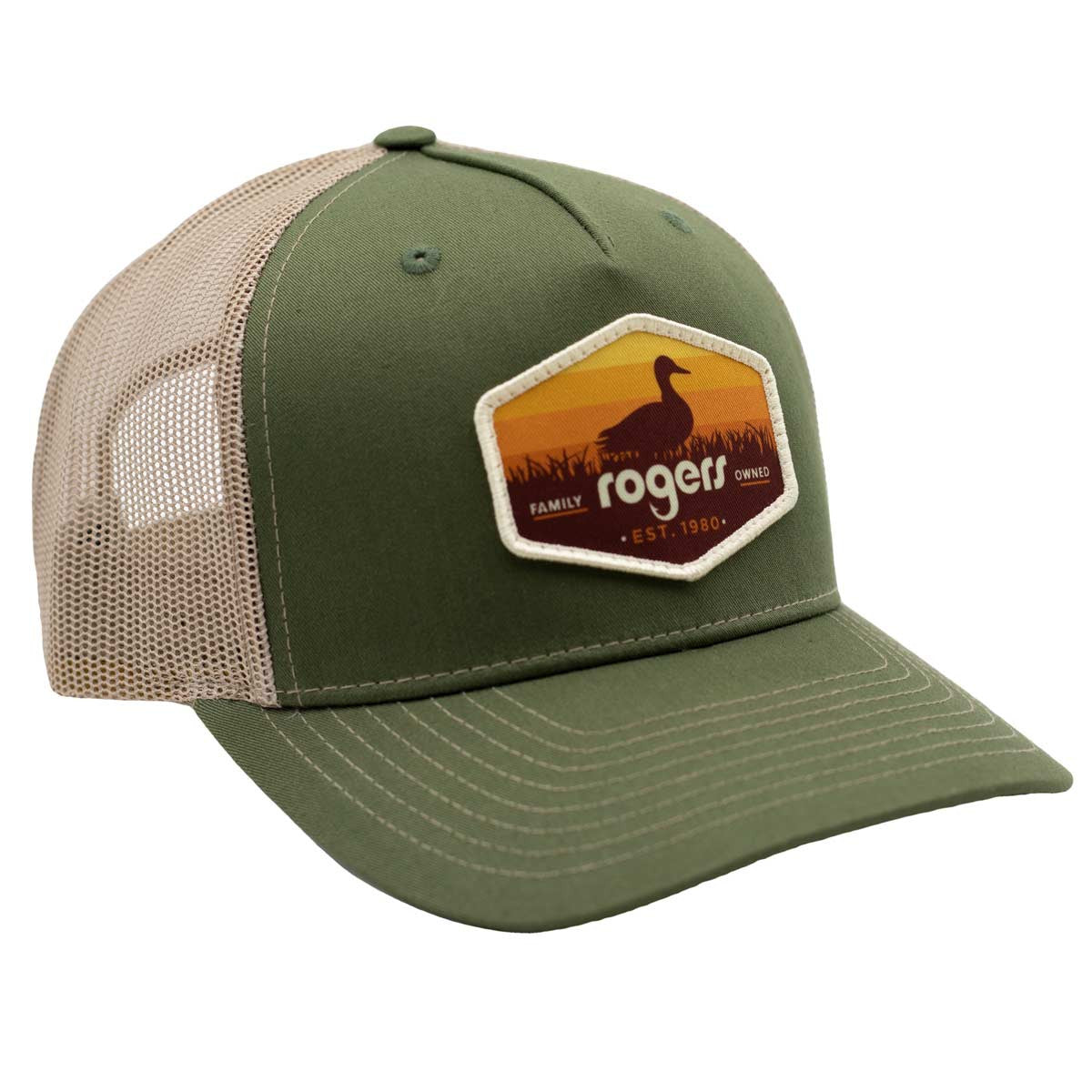 Richardson 112FP Duck Logo Trucker Hat - Olive/Tan