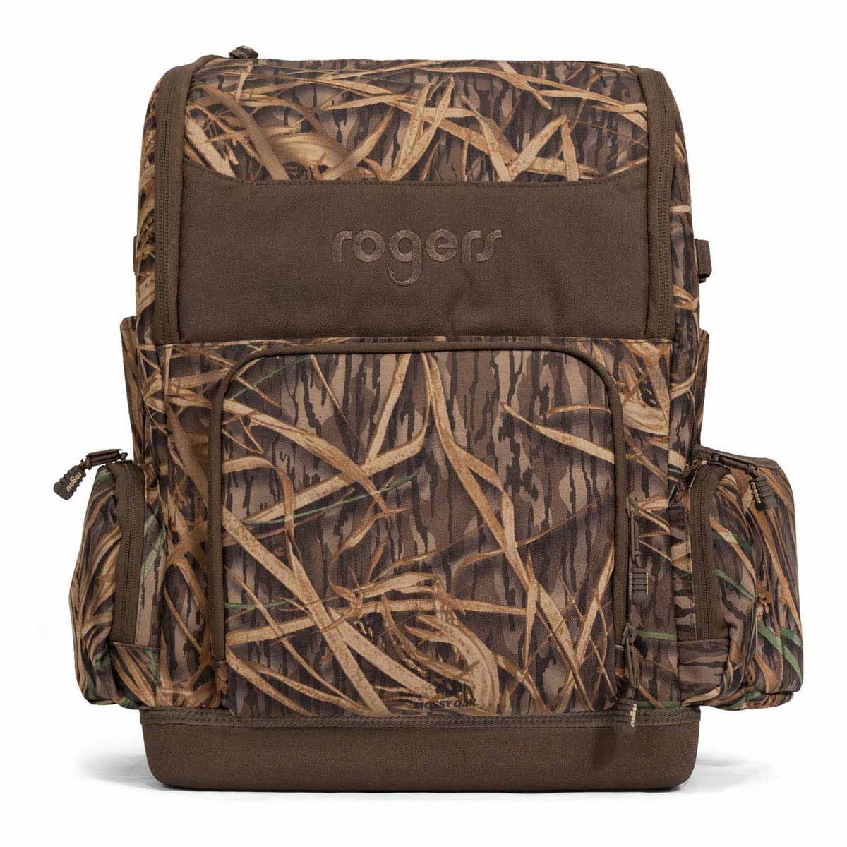Front image of the Elite Double Spinning Wing Backpack in Original Shadowgrass.