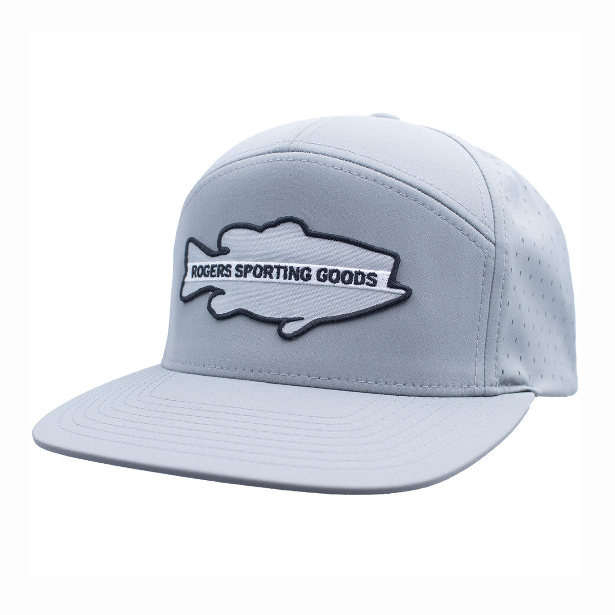 image of Rogers Sporting Goods Richardson 169 Performance 7 Panel Flatbill Trucker Hat in Grey.