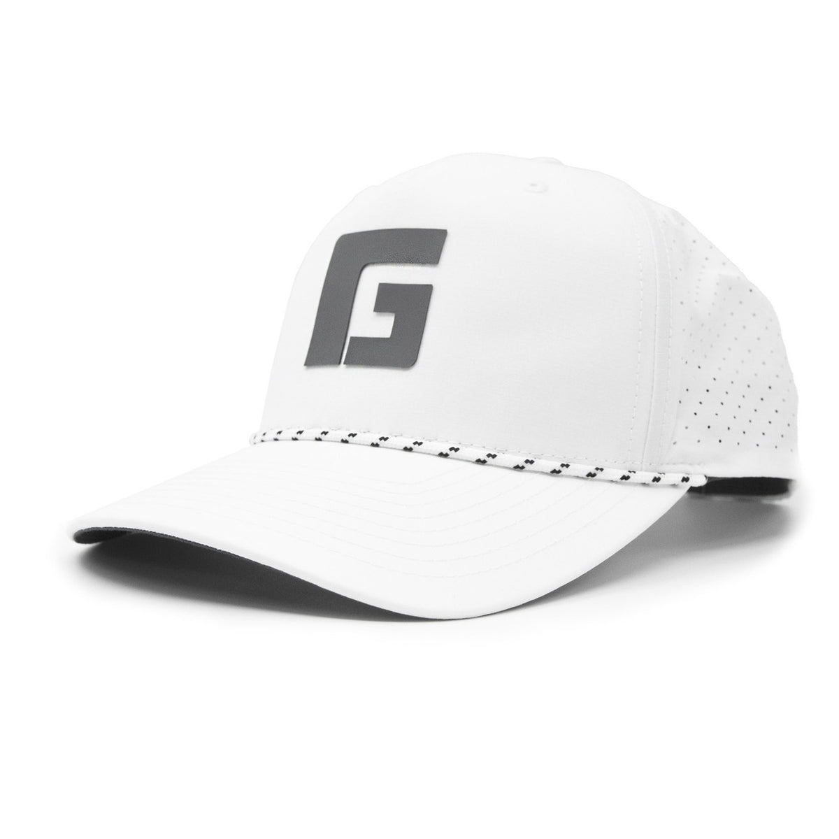 image of Rogers RG Laser Perf Performance Rope Cap in White.