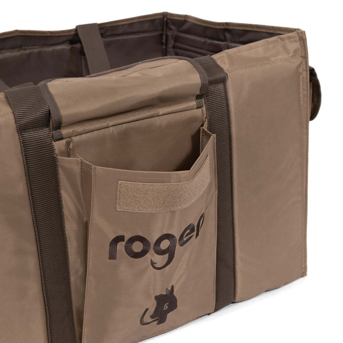 Front Opened Pocket Image of the Rogers Sporting Goods 6 Slot Water Motion Decoy Bag.