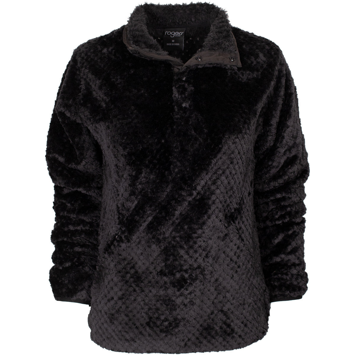 image of Rogers Sporting Goods Duchess Fleece Snap Pullover in Black.