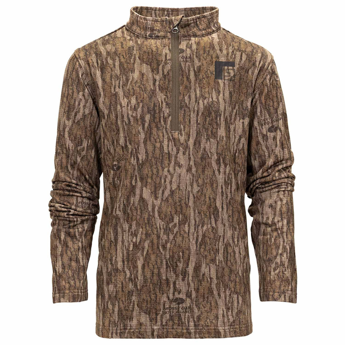 Image of Rogers Youth Static Thermal 1/4 Zip Mock-Neck Base Layer in Mossy Oak Bottomland